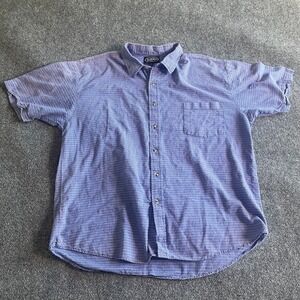 Kunahs Hawaii Mens XL Short Sleeve Button Down Shirt Blue White Micro Check